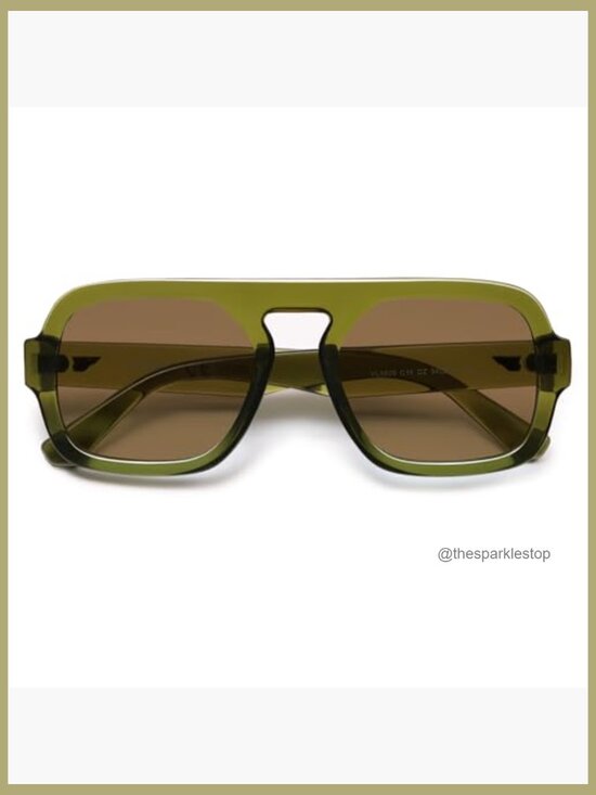 Retro Square Aviator Flat Top Rectangle Sunglasses UV400